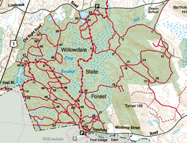 Willowdale State forest trail map Ipswich MA