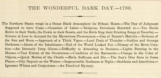 The Wonderful Dark Day - 1780
