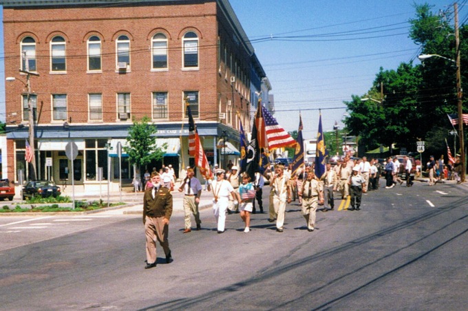 VFW Commander Jake Burridge led the parade through Ipswich at the 50 year celebration of the end of WWII