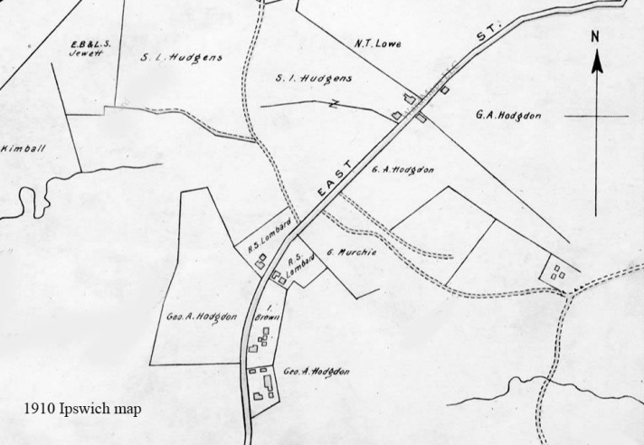 1910 map of 48 Jeffreys Neck Road, the Hannah Aspell house, 1854