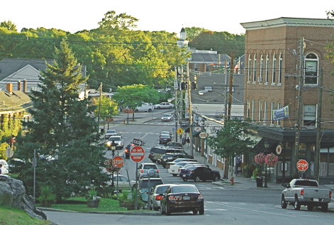Looking from the North Green toward Market and Central streets in the 21st Century.